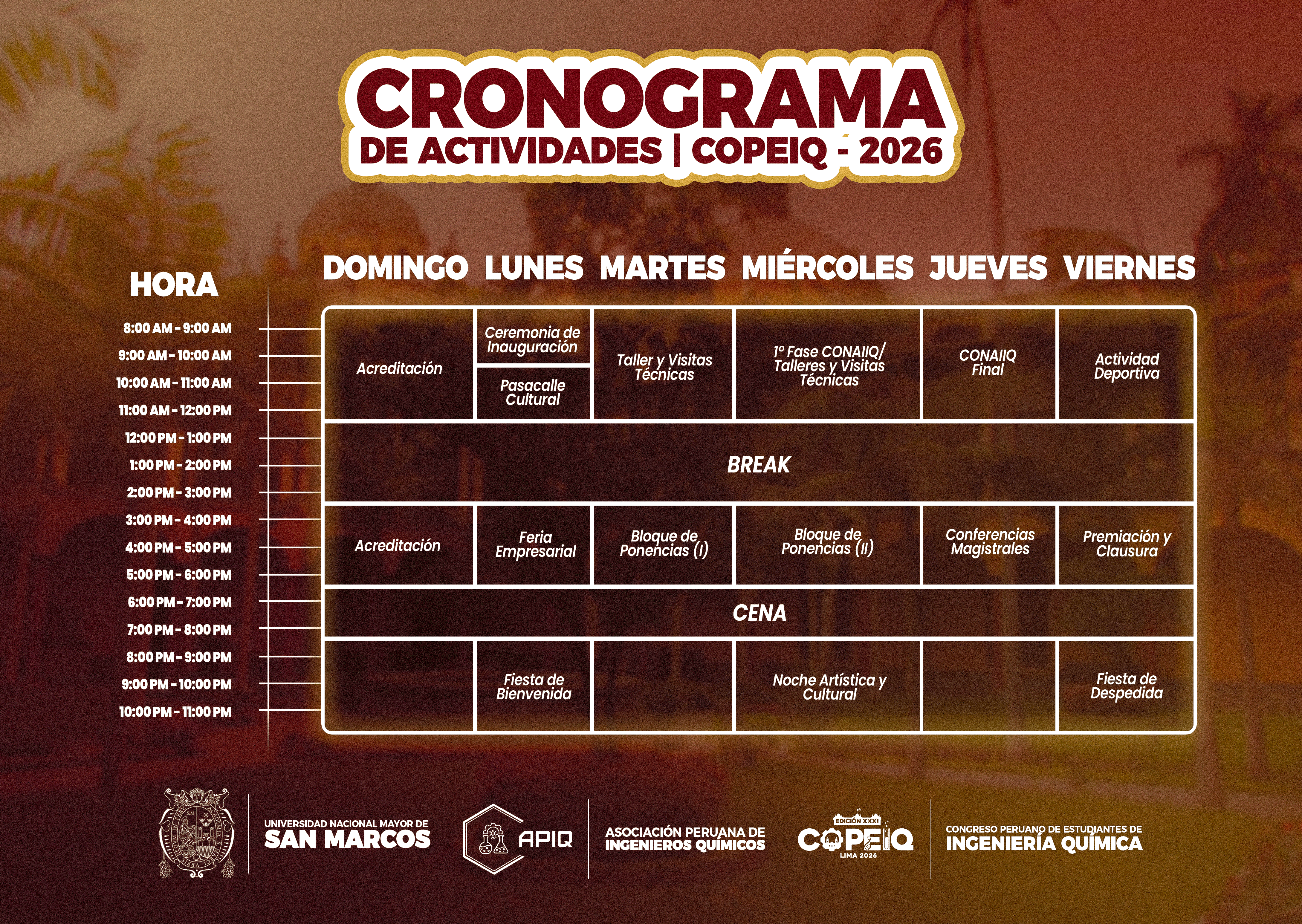 Cronograma de actividades COPEIQ 2026